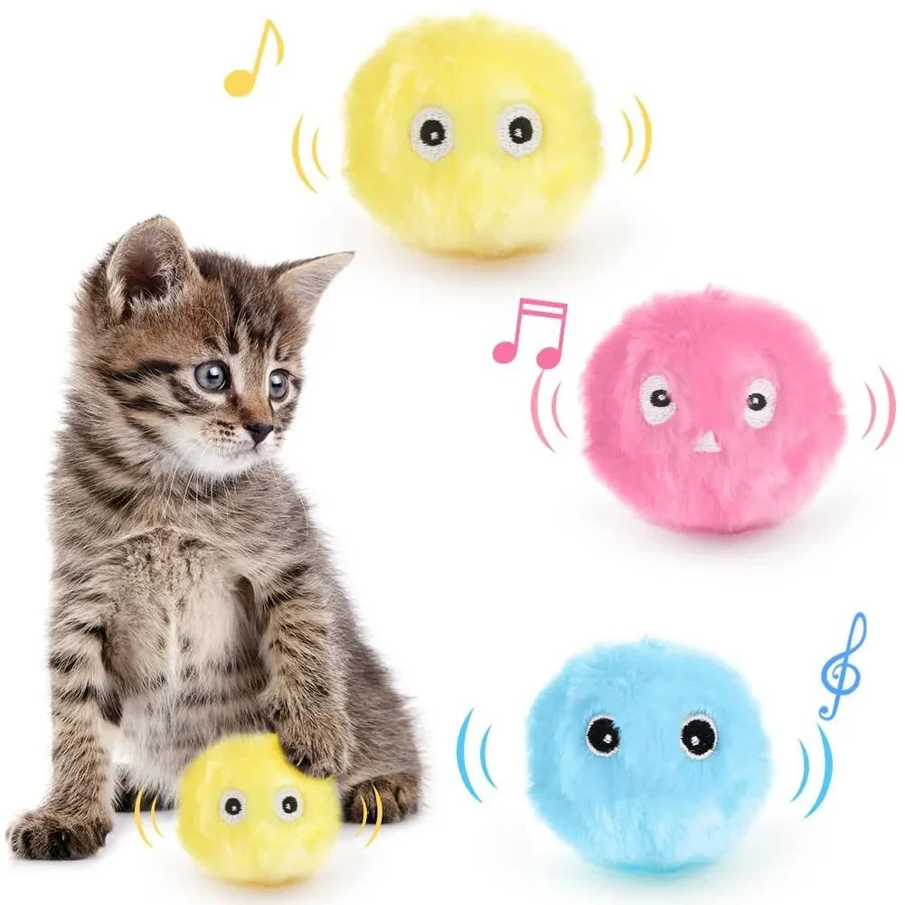 Automatic Cat Toy with Random Barking Sounds, Interactive Plush Ball for Boredom Relief & Exercise, Electric Pet Teaser Gift