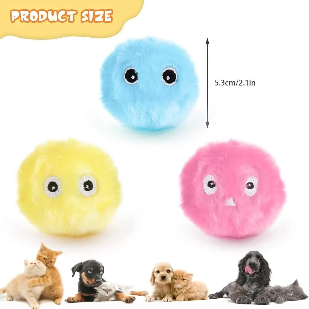 Automatic Cat Toy with Random Barking Sounds, Interactive Plush Ball for Boredom Relief & Exercise, Electric Pet Teaser Gift